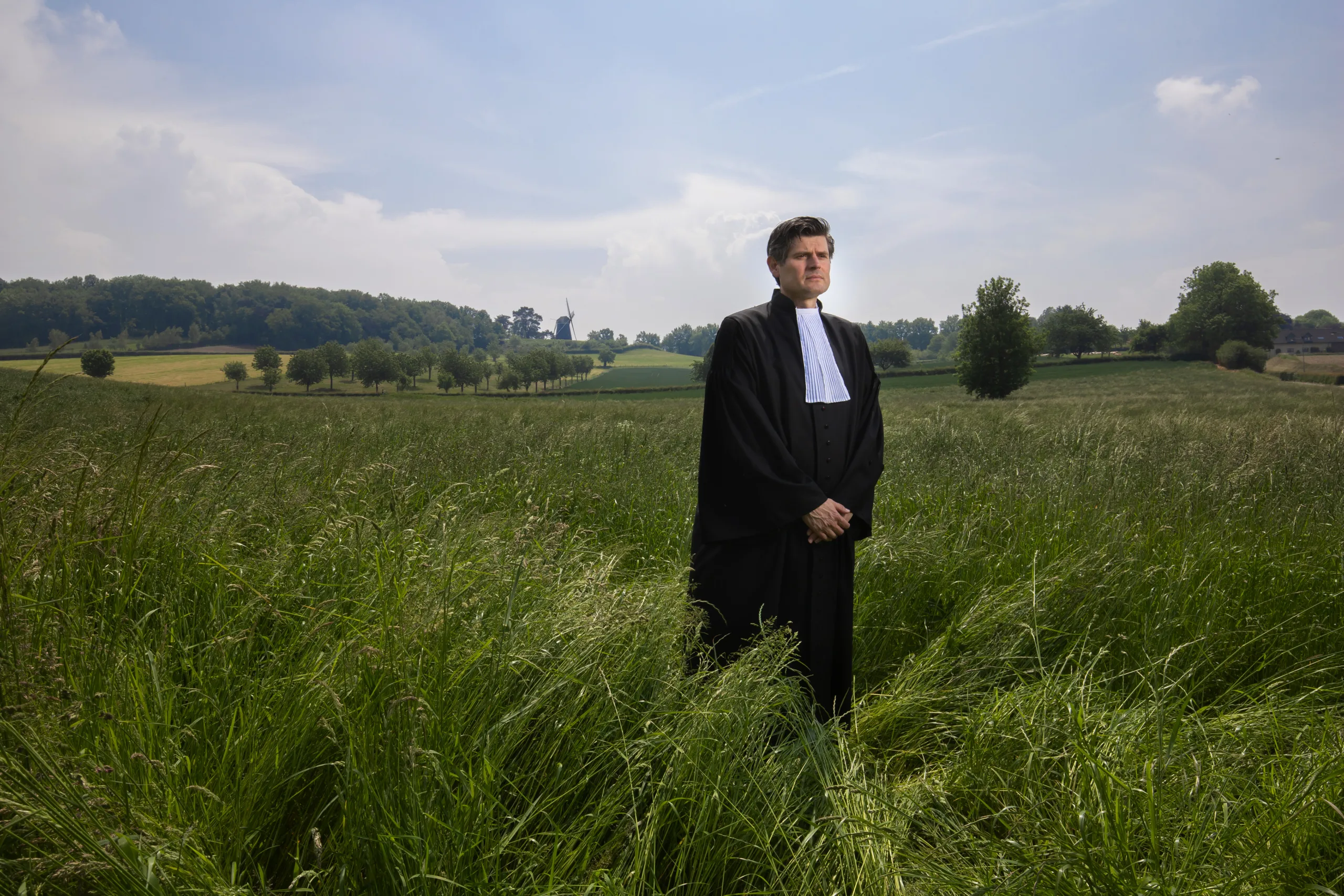 Roger Cox, environmental lawyer, in a field in Vrouwenheide, the Netherlands, on Friday, June 4, 2021. After four days of arguments, a court in The Hague accepted Coxs line of reasoning, ruling that Royal Dutch Shell Plc must slash its greenhouse gas emissions 45% by 2030 compared to 2019 levelsa sharp increase over the 20% the company had previously pledged. Photographer: Peter Boer/Bloomberg